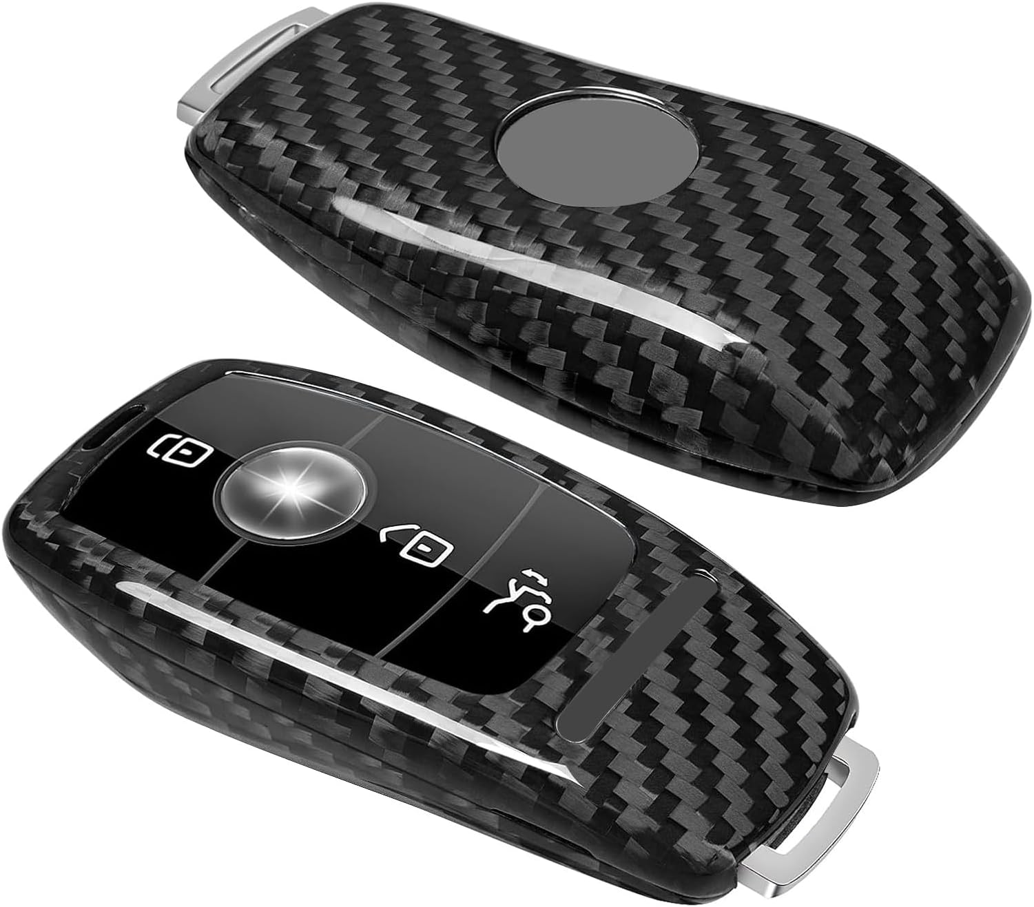 Real Carbon Fiber Key Fob Cover Compatible with Mercedes Benz,T-carbon Key Fob Protector Fits for Mercedes Benz AMG A220 CLS Class E Class E63S GLE 350 4Matic S Class Remote Key Case (Black)