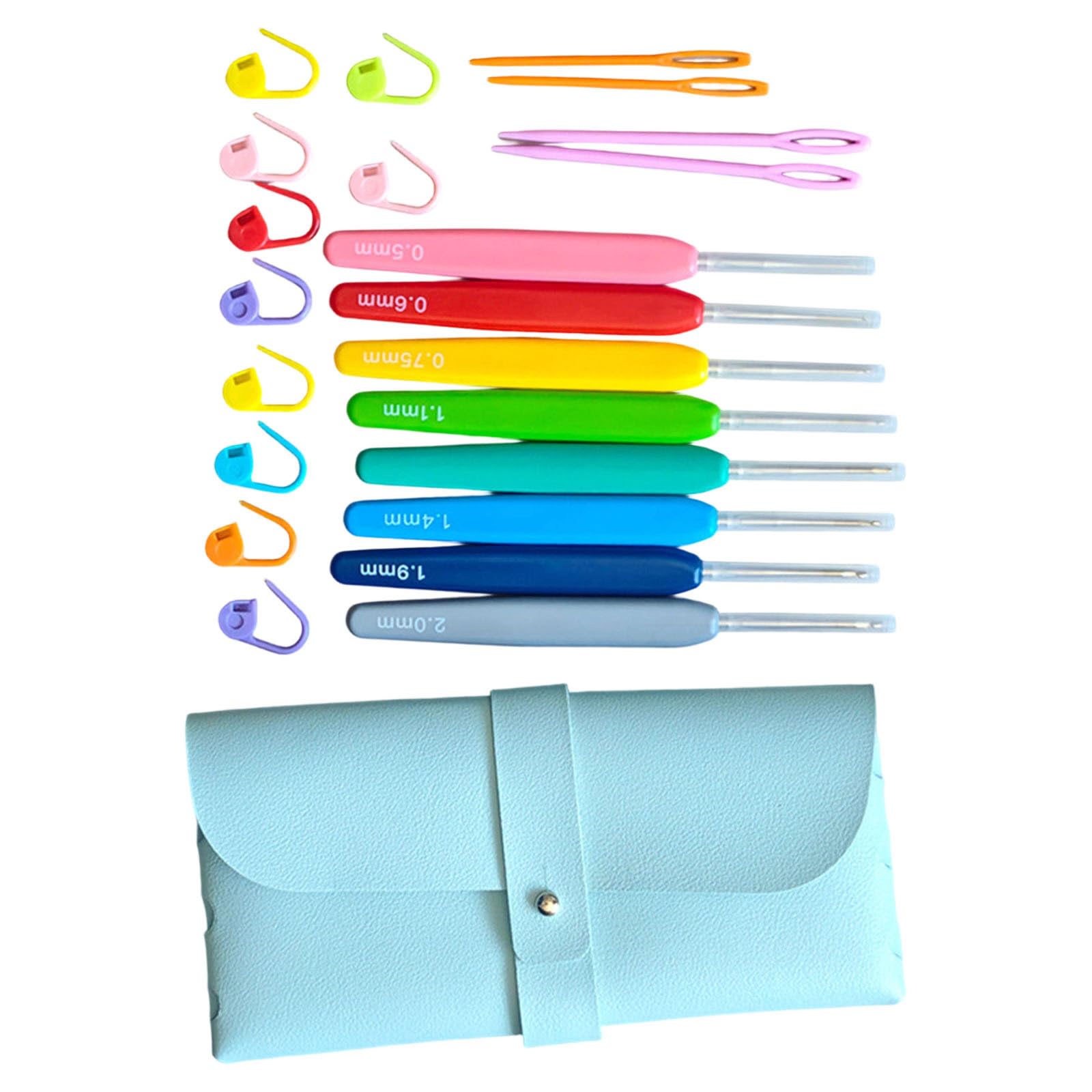 JSGHGDF 8Pcs Colorful Handle Crochet Hook Needle with Knitting Marker Sewing Needle for Knitting Weaving Yarn Craft Crochet Probes