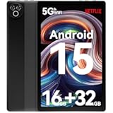 Tablet 10 Inch Android 15 OS GMS Certified Tablets PC 1.8 GHz 5-Core 16 (3+13) GB RAM 32 GB ROM 1 TB Expandable 1280x800 HD IPS Touch Screen 5000 mAh WiFi 6 Bluetooth 5.4 Dual Camera 2025 (Black)