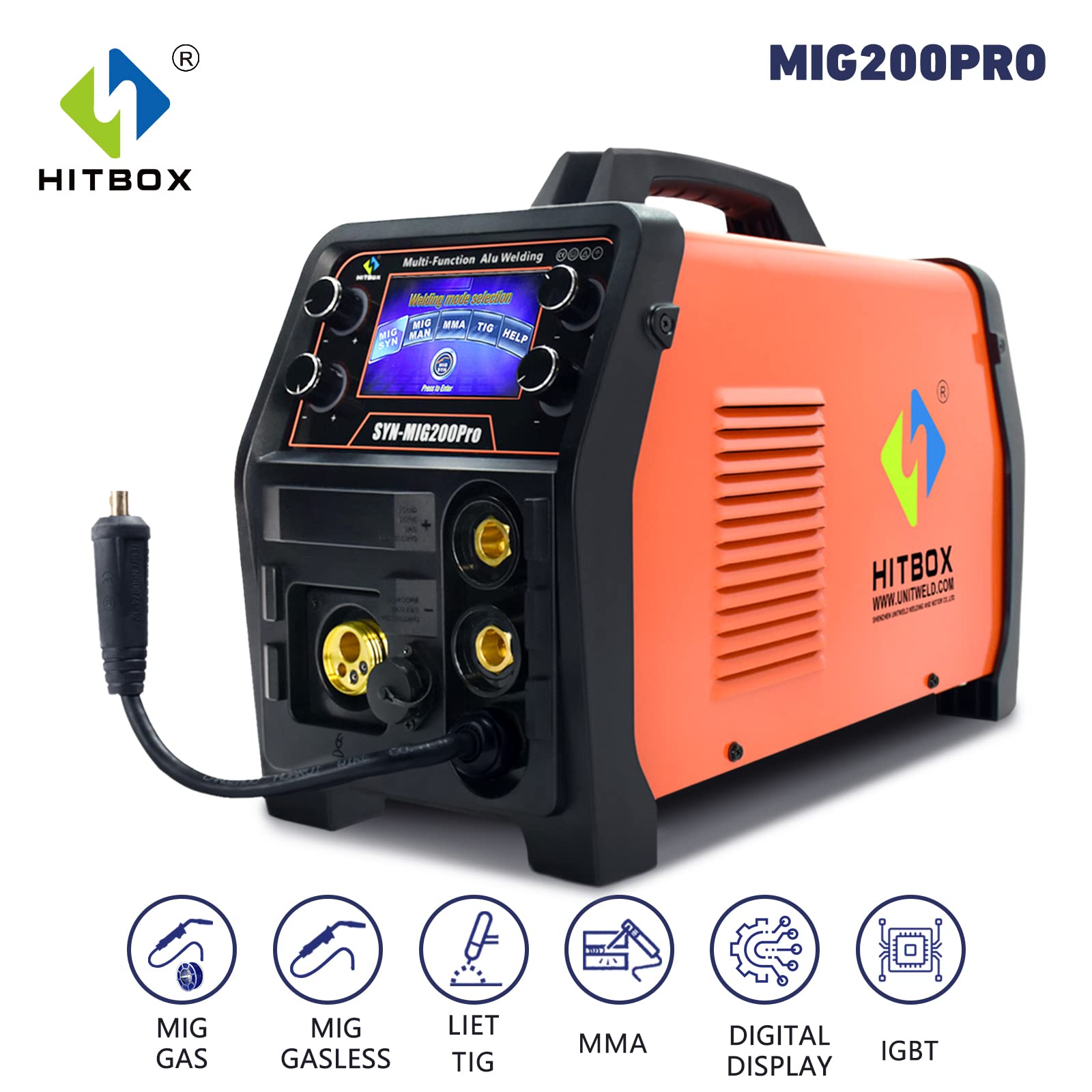 HITBOX 4 in 1 Mig Welder 200A 220V Smart DC Inverter TIG Aluminum