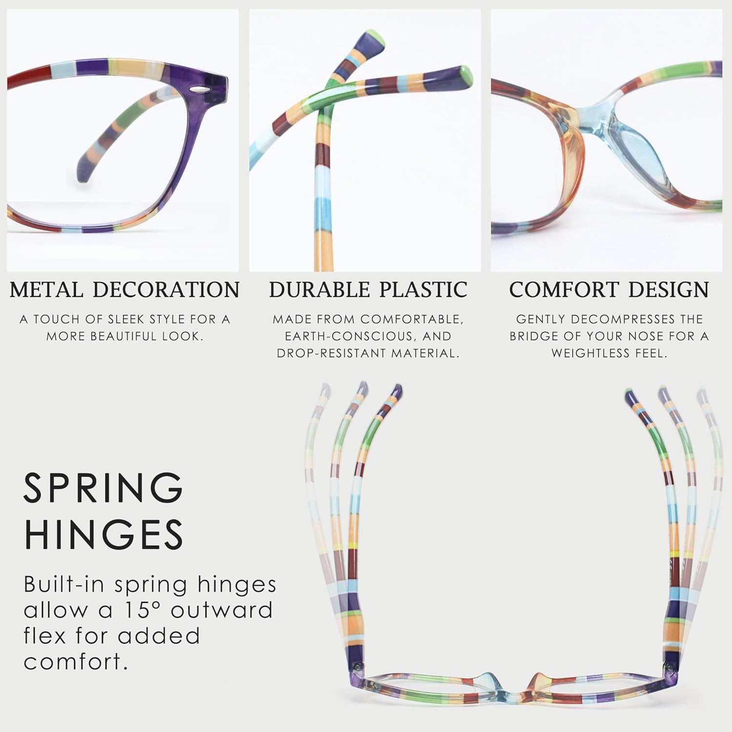 HEEYYOK 1.50 Reading Glasses Women Small Face 4-Pack Colorful Reader For Womens Cheaters Reading Ladies Lightweigth Flexible Spring Hinge - Image 6