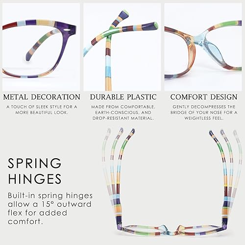 Miniatura 6 de HEEYYOK 5.0 Reading Glasses Women Small Face 4-Pack Colorful Reader For Womens Cheaters Reading Ladies Lightweigth Flexible Spring Hinge Paquete