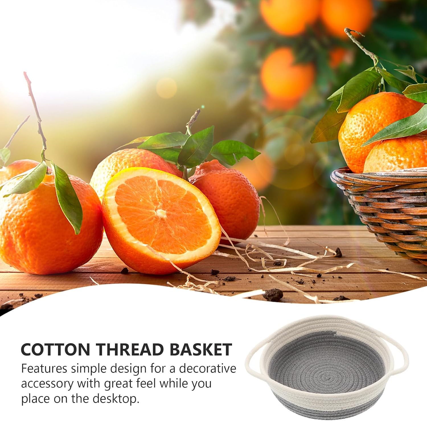 Cotton Thread Woven Storage Basket for Desktop Cosmetics Organizer