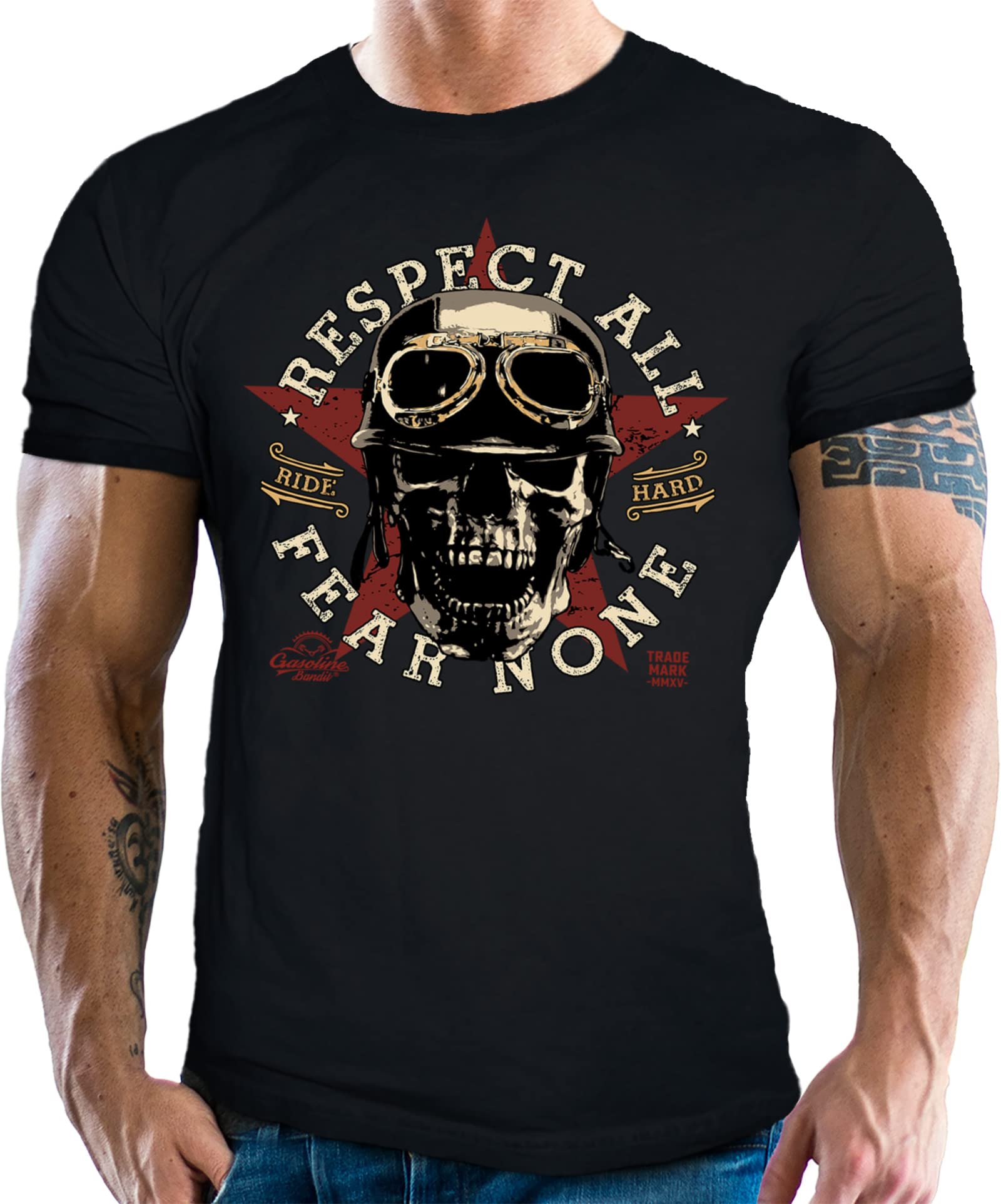 Gasoline Bandit T-Shirt Moto Biker Homme – Rockabilly Vintage Motard – T-Shirt Original Streetwear Casual Respect Tous