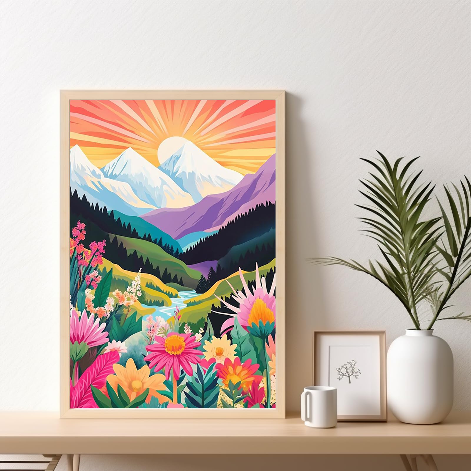 Landscape Paint by Numbers for Adults with Frame Beginner 8x12 inch, Frame-OP-UK02 - Image 2