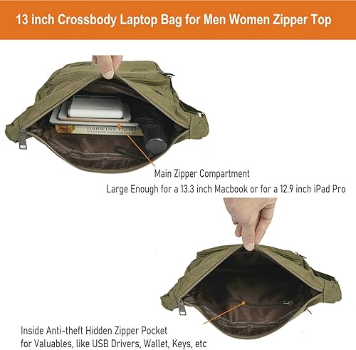 Miniatura 4 de Rfid - Bolsa bandolera con soportes para botellas de agua, bolsa de hombro para laptop de 13 pulgadas, bolso bandolera con cartera integrada