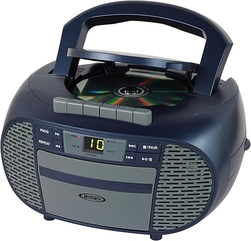 Miniatura 2 de JENSEN CD-550BL Grabadora de casete de CD Bluetooth estéreo portátil con radio AMFM - Reproductor de radio compacto habilitado para Bluetooth con
