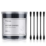 tifanso 200 Count Black Cotton Swabs, Natural Black Double Tipped Cotton Buds, Cruelty-Free Ear Swabs, Chlorine-Free Hypoallergenic