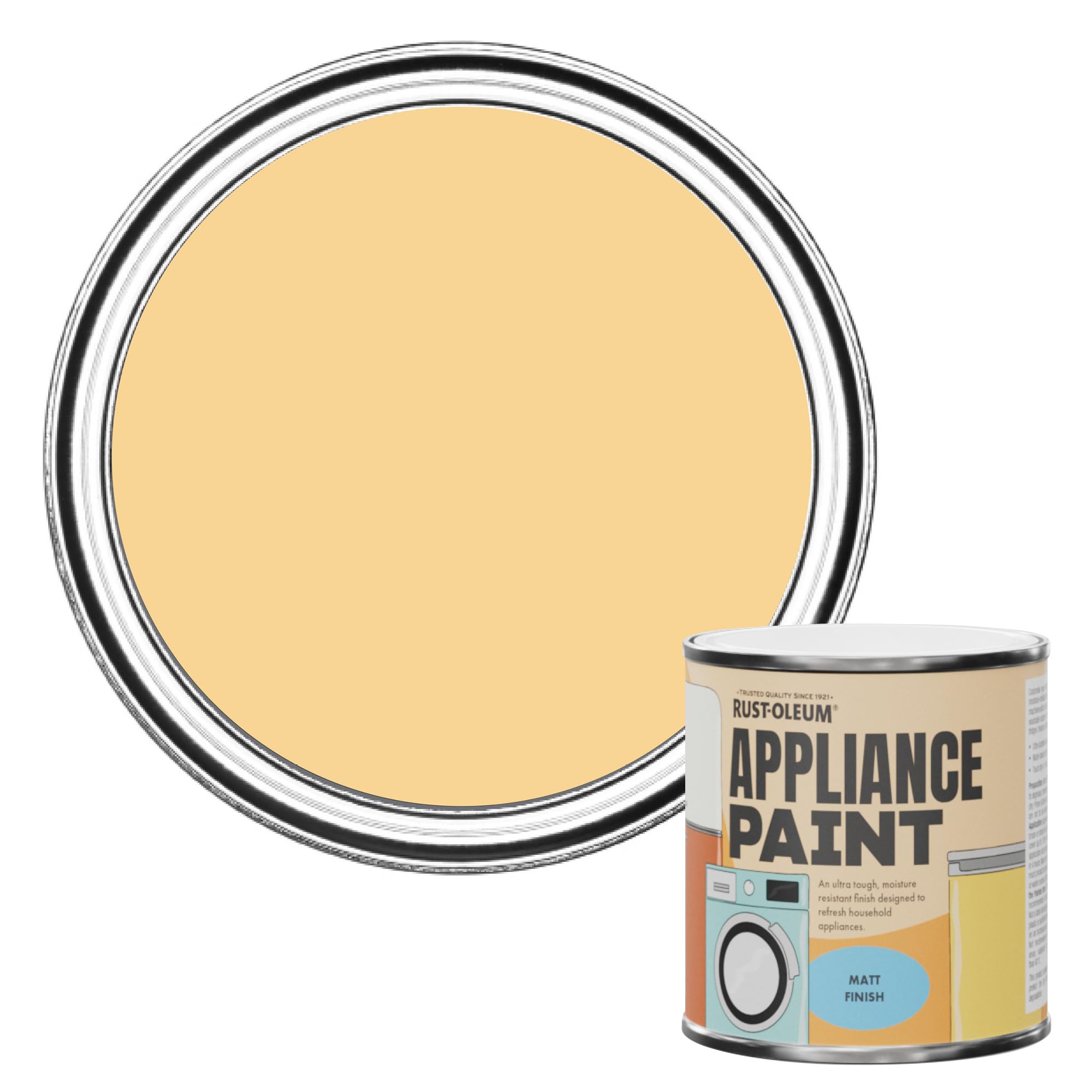 Rust-Oleum Appliance Paint in Matt Finish - Mustard 250ml - Washing Machines, Tumble Dryers, Fridges, Freezers, Dishwashers