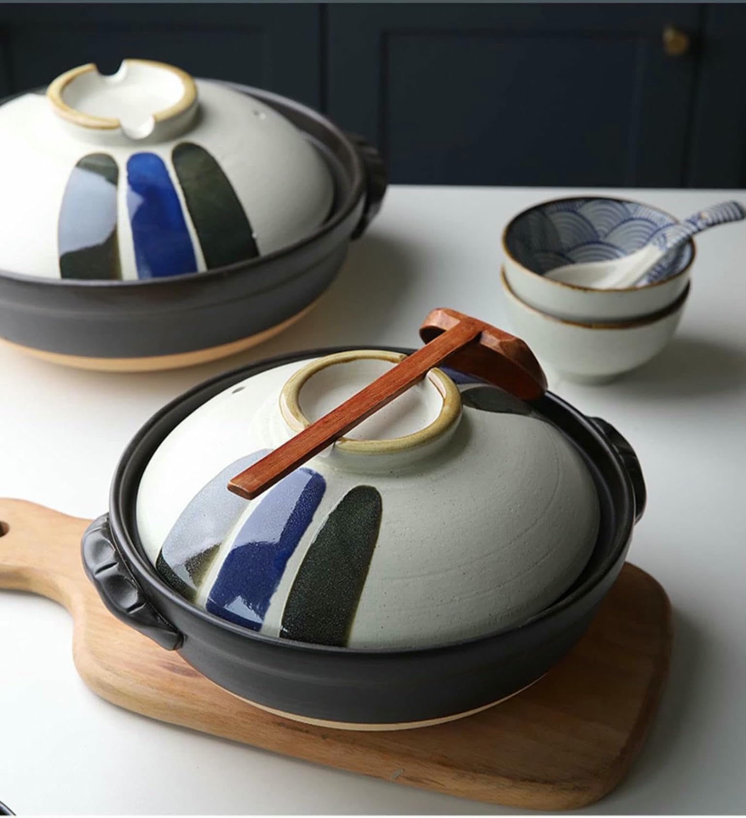 Ceramiczny garnek do gorącego garnka z pokrywką do gulaszu i zupy, naczynia żaroodporne na płytę kuchenną