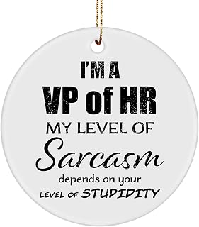 VP of HR Ornament - My Level of Sarcasm Men Women Him Her Coworker Friend Tree Hanging Party Decoration - Round Ceramic - New Year Anniversary Birthday Thank You