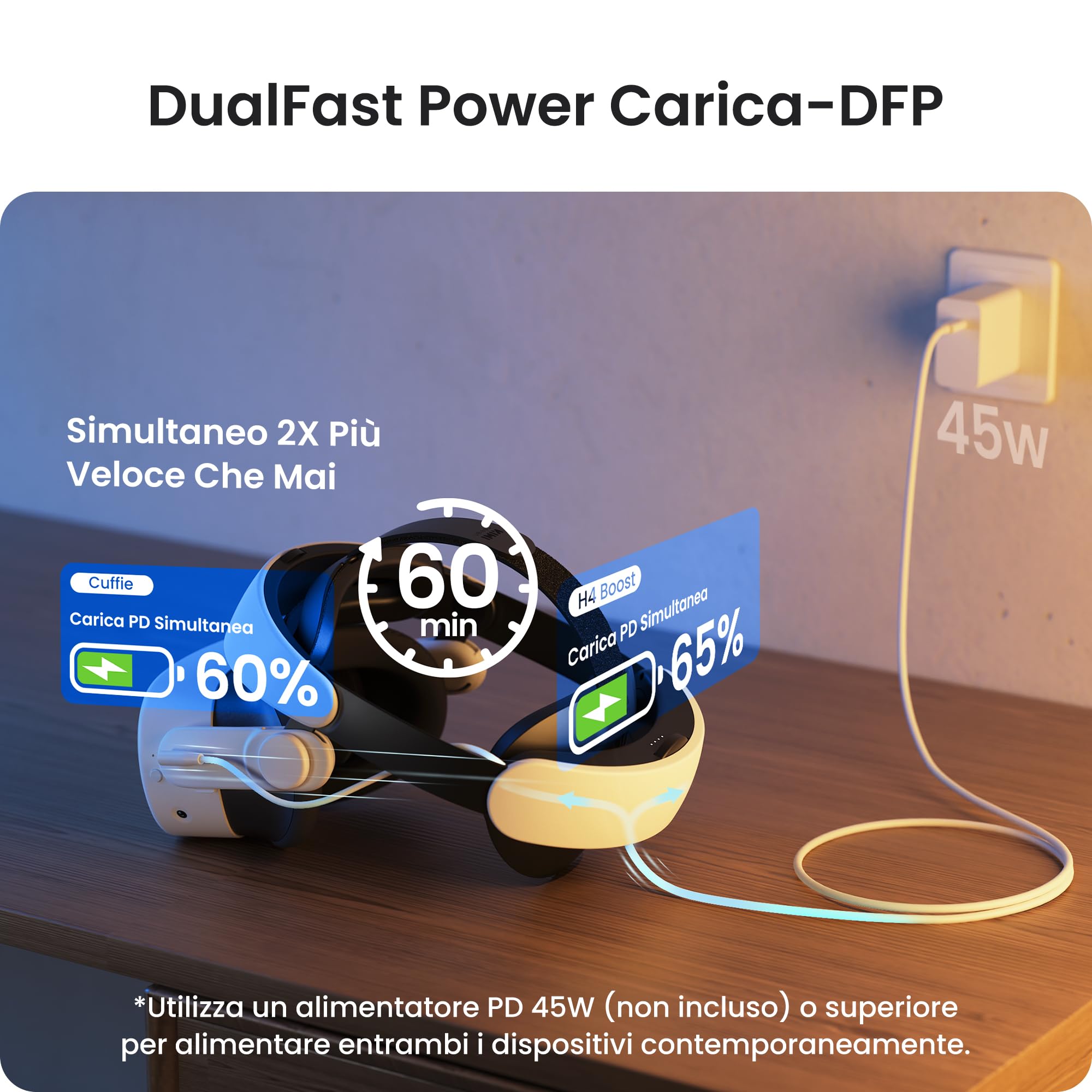 KIWI design H4 Boost Cinturino per la Testa della Batteria Compatibile con Meta Quest 3/3S Confort Cinturino Halo