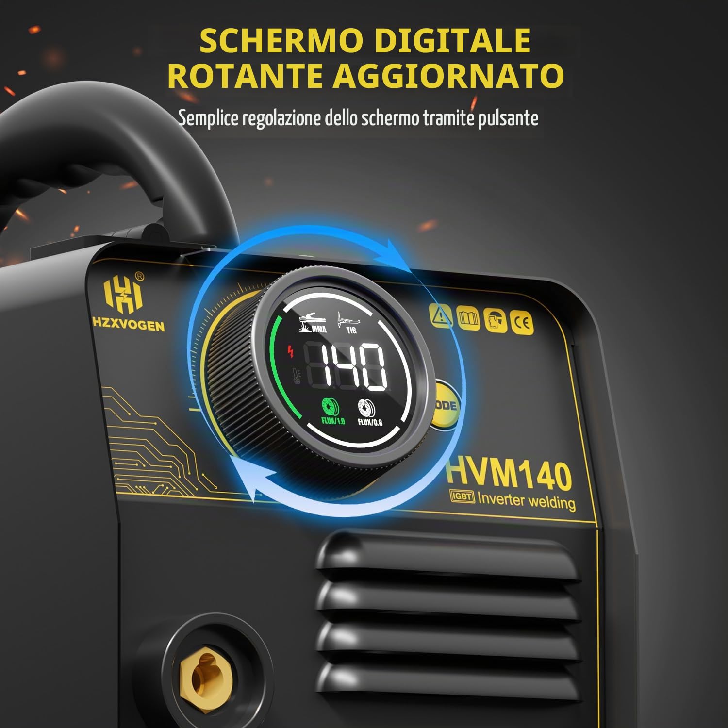 H HZXVOGEN Saldatrice A Filo No Gas 140A 230V 3 in 1 Inverter Filo Animato MIG/MMA/Lift TIG Mini Multiprocesso Portatile Elettrodo Saldatrice HVM140