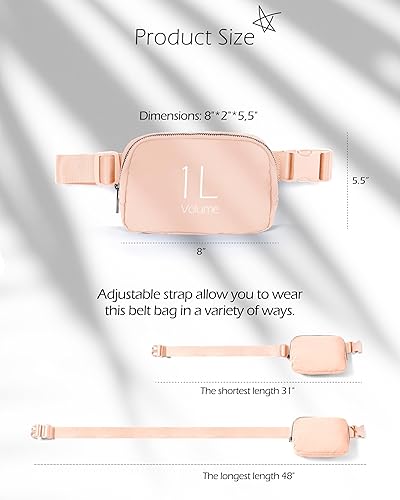 Miniatura 6 de ODODOS Minicangurera unisex con correa ajustable, para entrenamiento, correr, viajes o senderismo, Coral pálido