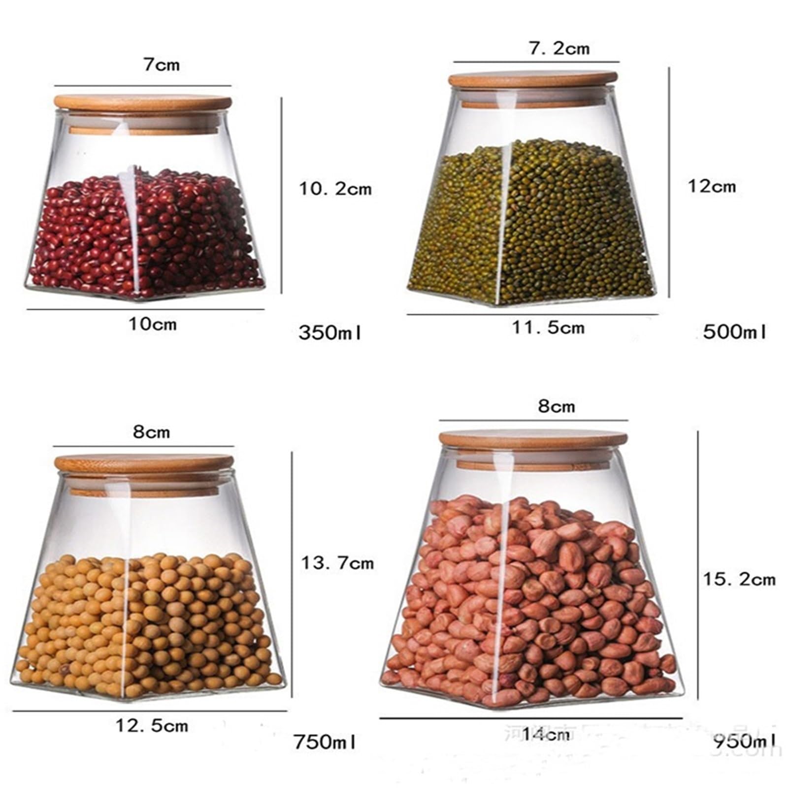 VorratsgläSer Aus Glas 5Pcs versiegelt Tank transparent Glas Lebensmittel Lagerung Gläser Haushalt Luftabsaugung luftdichten Behälter FüR Tee Und Kaffeebohnen(7x10x10.2cm)