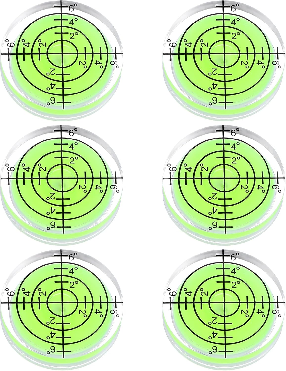 6 Pcs Small Circular Bubble Level 32x7 mm Degree Mark Round Bubble Spirit Level Measuring Layout Tools Small Bubble Level for RV Travel Trailer Turntable Phonograph Camera Tripod