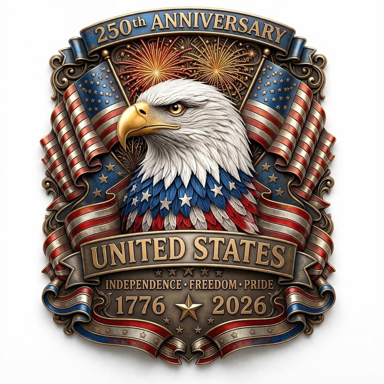 Stickers drapeau américain 1776-2026 en vinyle haute résistance