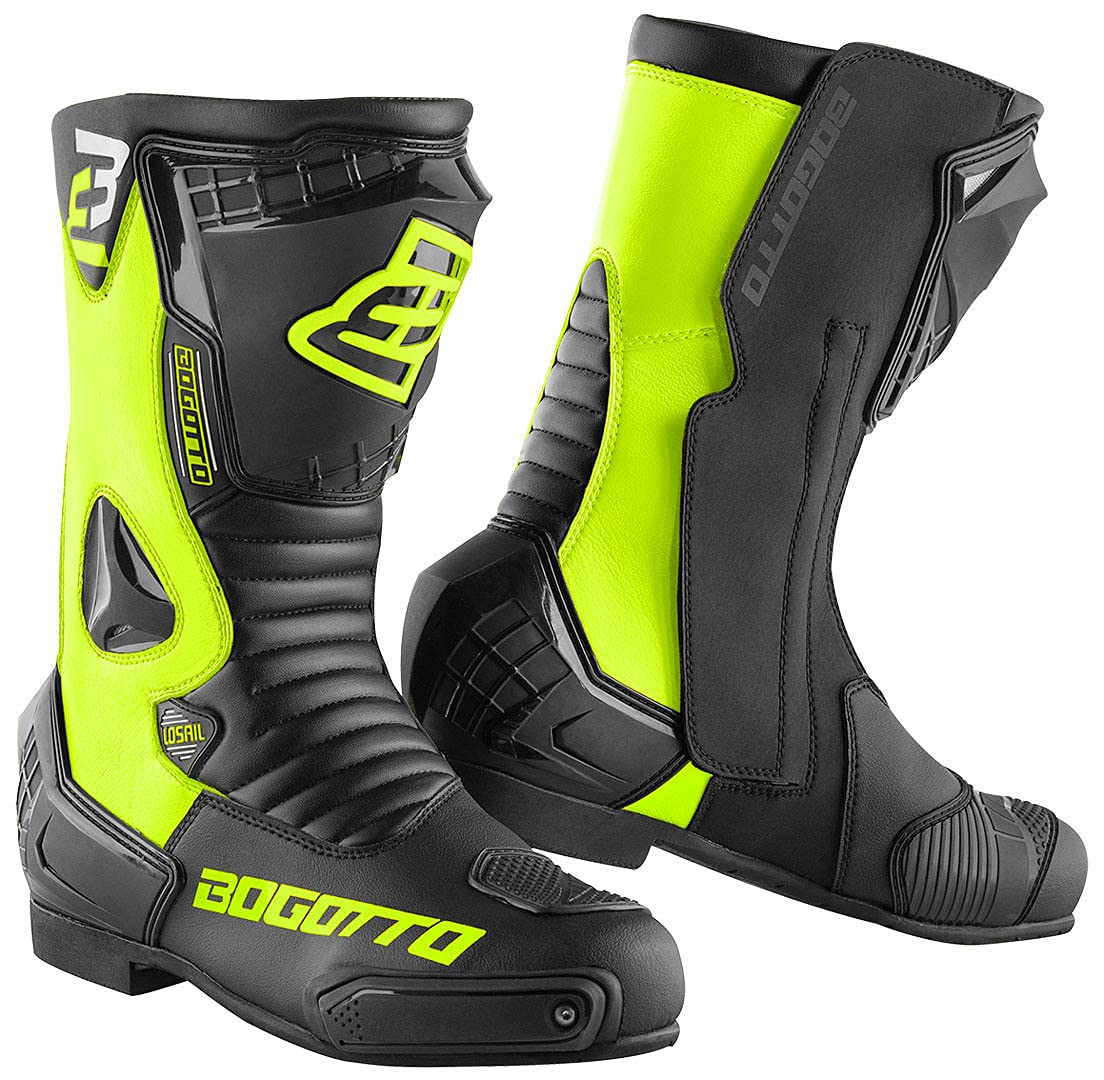 Bogotto Losail Stivali Moto, nero/giallo fluo, 42