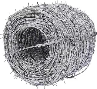 HHKTY Barbed Wire Galvanised Steel Strong 2.3mm Wire 15mm Barbs With 4 Point Barbs Perfect For Garden Fences Pasture Crafts Supplies(Size:100m,Color:Silver)