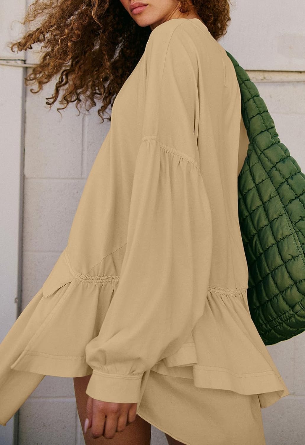 Womens Long Sleeve Oversized Tshirts Flowy Peplum Top Loose Fit Tunics Tops to Wear With Leggings Workout Shirts - Image 4