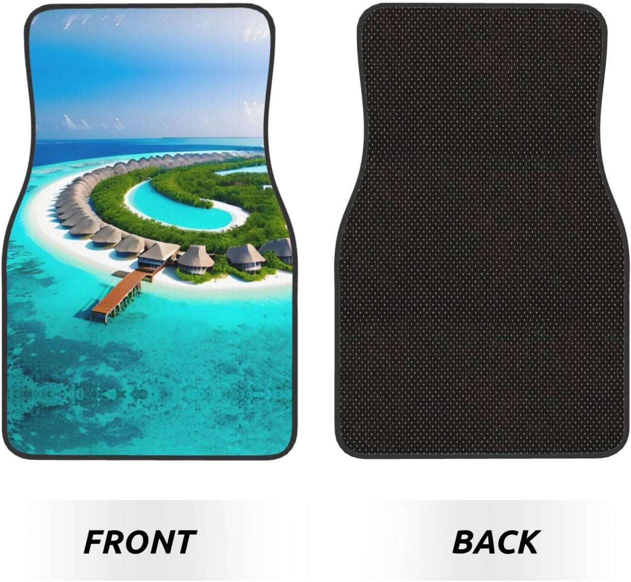 Maldives Scenery Patterned car mats 4-piece set | For cars/SUVs/trucks | Firm fit without displacement