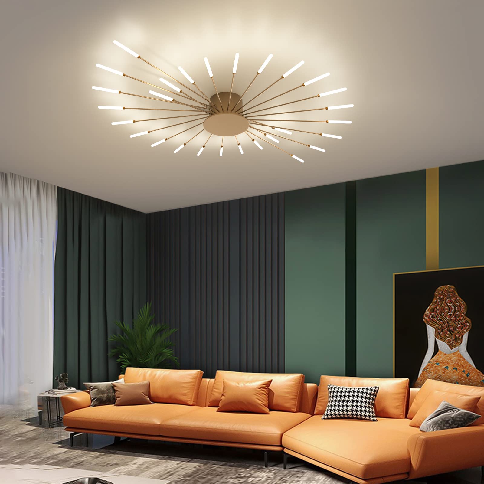 Plafoniera moderna a LED 42 teste Lampada da soffitto a incasso in oro Lampadari con paralume in acrilico per camera dei bambini Camera da letto Soggiorno Luce a forma di fiore neutra 4000K