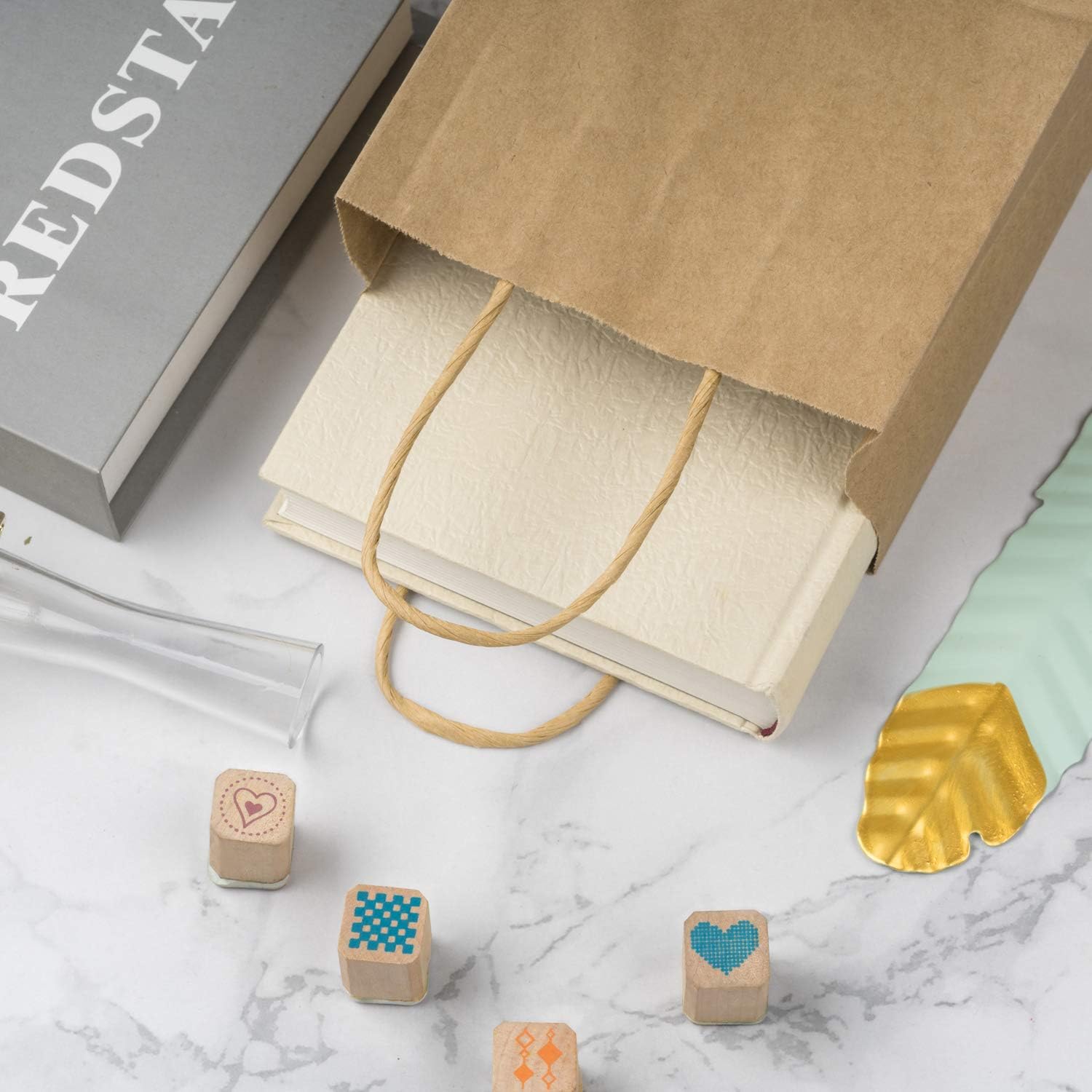 Loveinside 21x11x27 cm Paper Bags Medium Kraft Brown Gift Bags Bulk with Handles for Birthday Wedding Party Favors 25pcs/ SET - Image 5