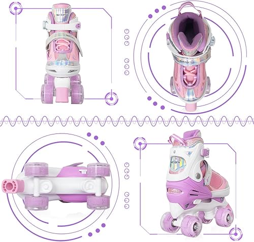Miniatura 38 de Nattork Patines de ruedas para niños y niñas, 4 tamaños ajustables con todas las ruedas iluminadas, regalo de cumpleaños para deportes en interiores