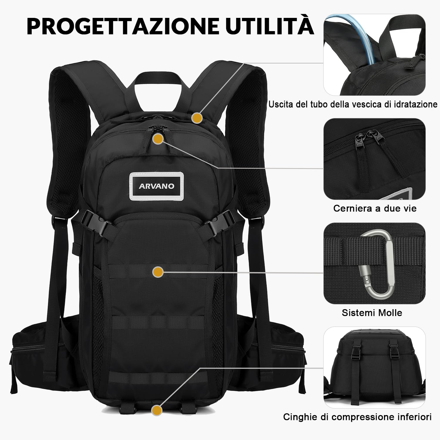 Zaino Bici 16L Zaino Bicicletta per Sci Escursioni Moto Snowboard Ciclismo MTB per Uomo e Donna