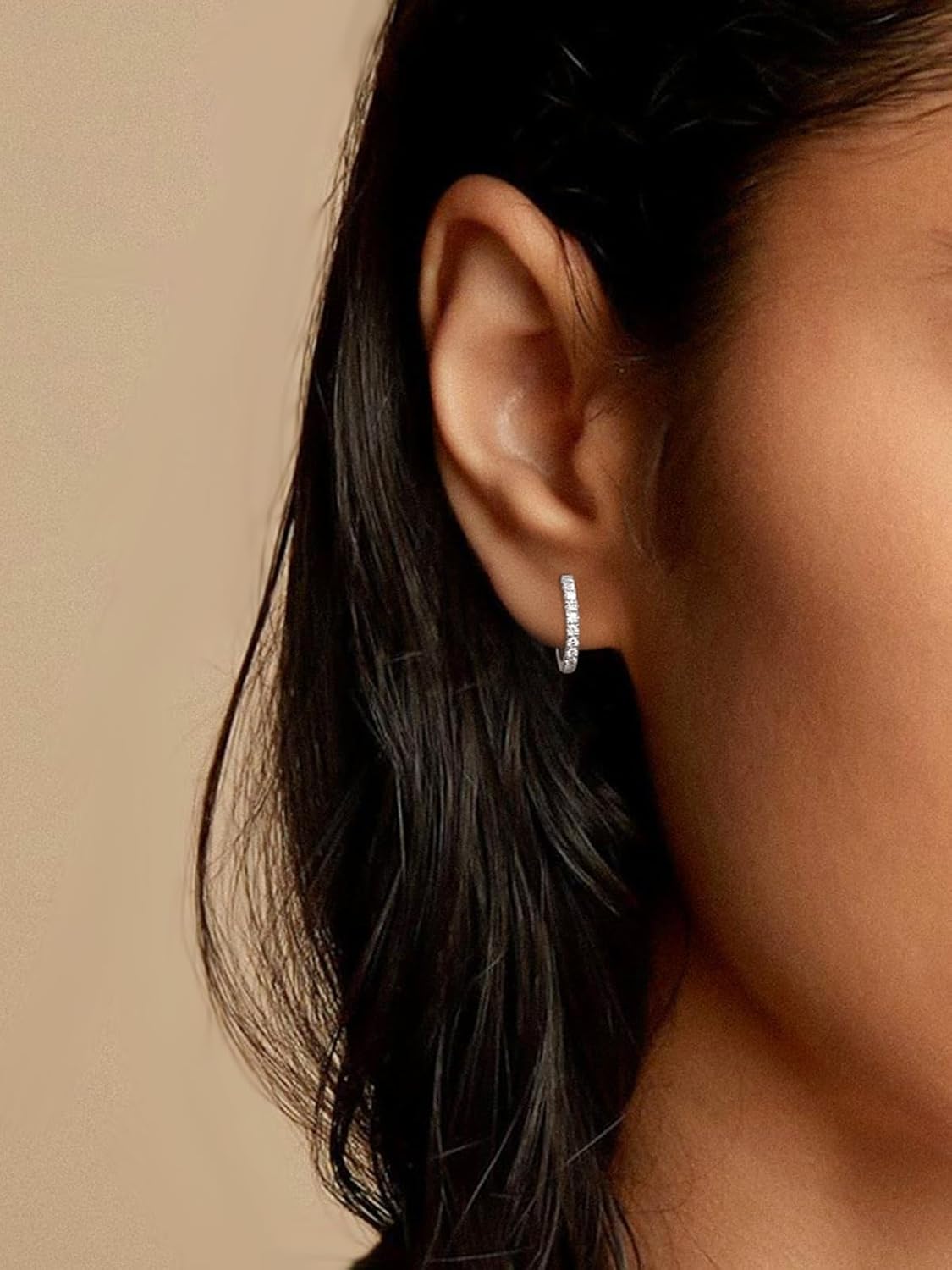 Moissanite 10mm/12mm/15mm Small Huggie Hoop Earrings for Women Men, Really Authentic Solid 925 Sterling Silver Hypoallergenic, Minimalist Jewelry - Image 2