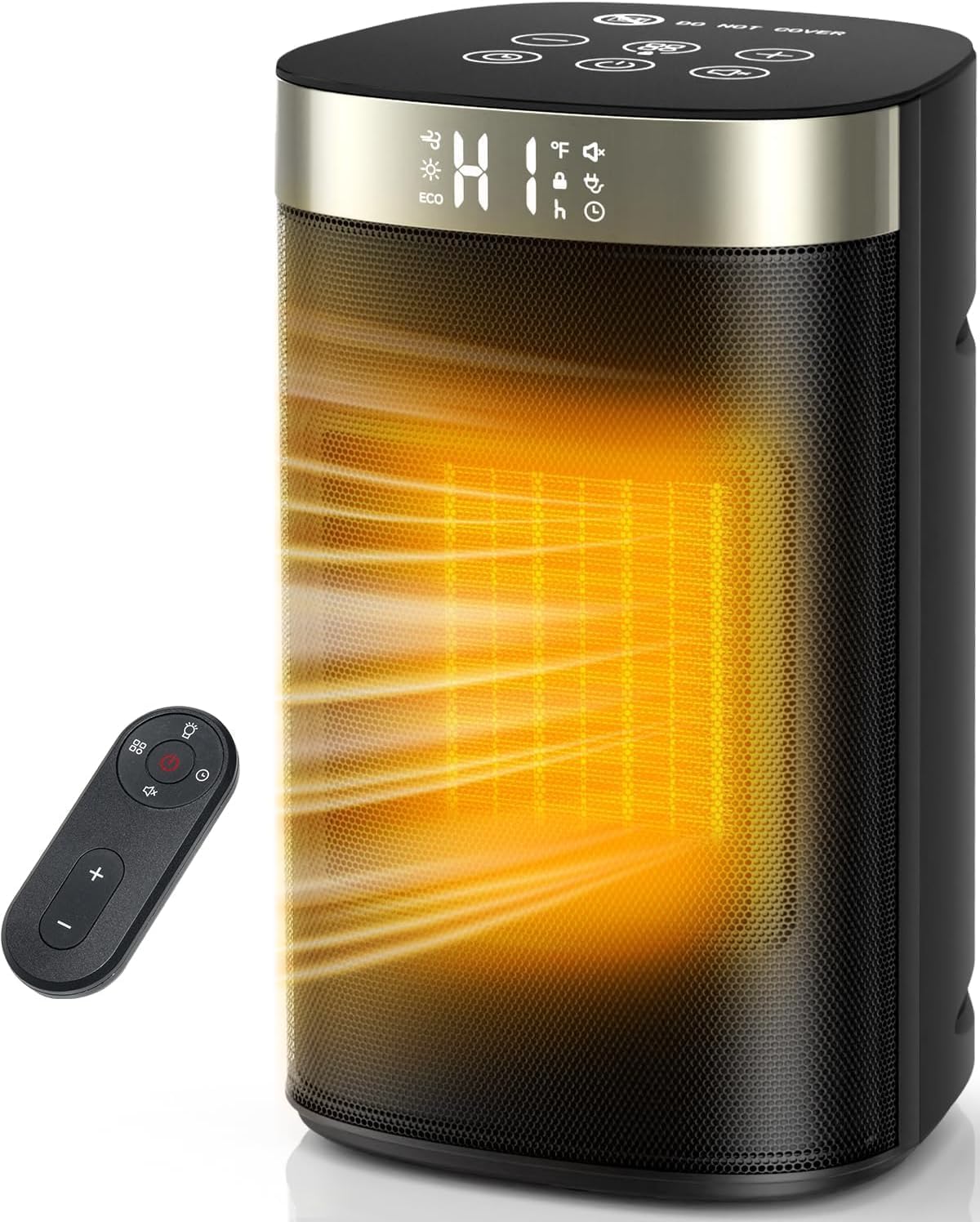 Small Space Heater for Indoor Use, Portable Electric Heater with Remote, Thermostat, Child Lock and Overheat Protection ETL, 3 Heating Modes Electric Fan for Office/Bedroom,1500W(Black)
