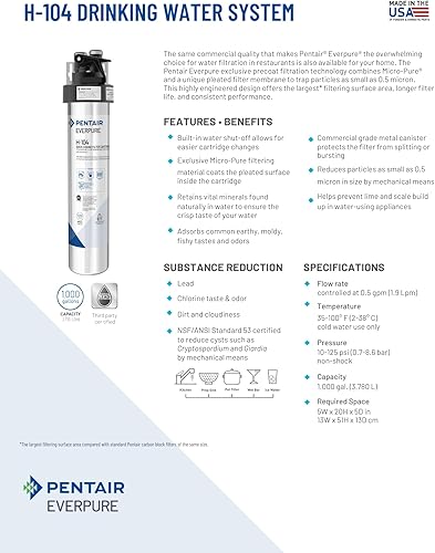 Miniatura 5 de Everpure H-104 - Cartucho de repuesto para filtro de agua EV9612-11