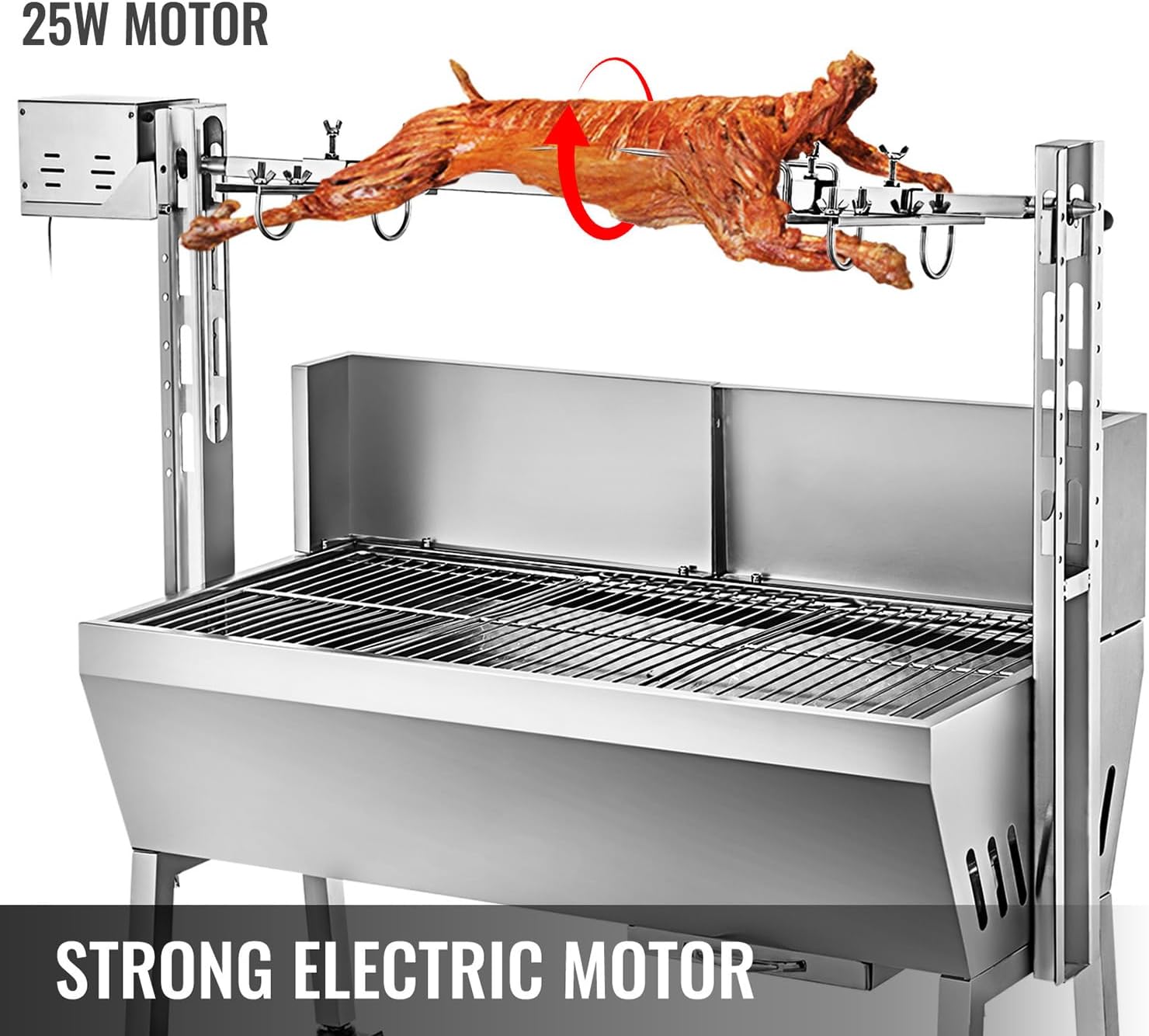 Electric Automatic BBQ Rotisserie Grill Kit, Outdoor Camping Rotisserie Spit Roaster, w/Baffle, for Rotisserie Lamb