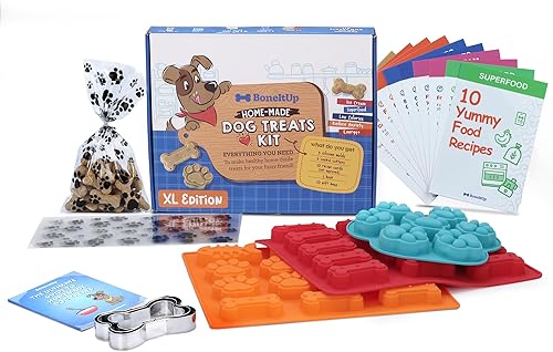 Miniatura 9 de BoneItUp Kit para hacer golosinas para perros, todo en uno, juego de galletas de bricolaje con 3 moldes de silicona reutilizables para perros, 3