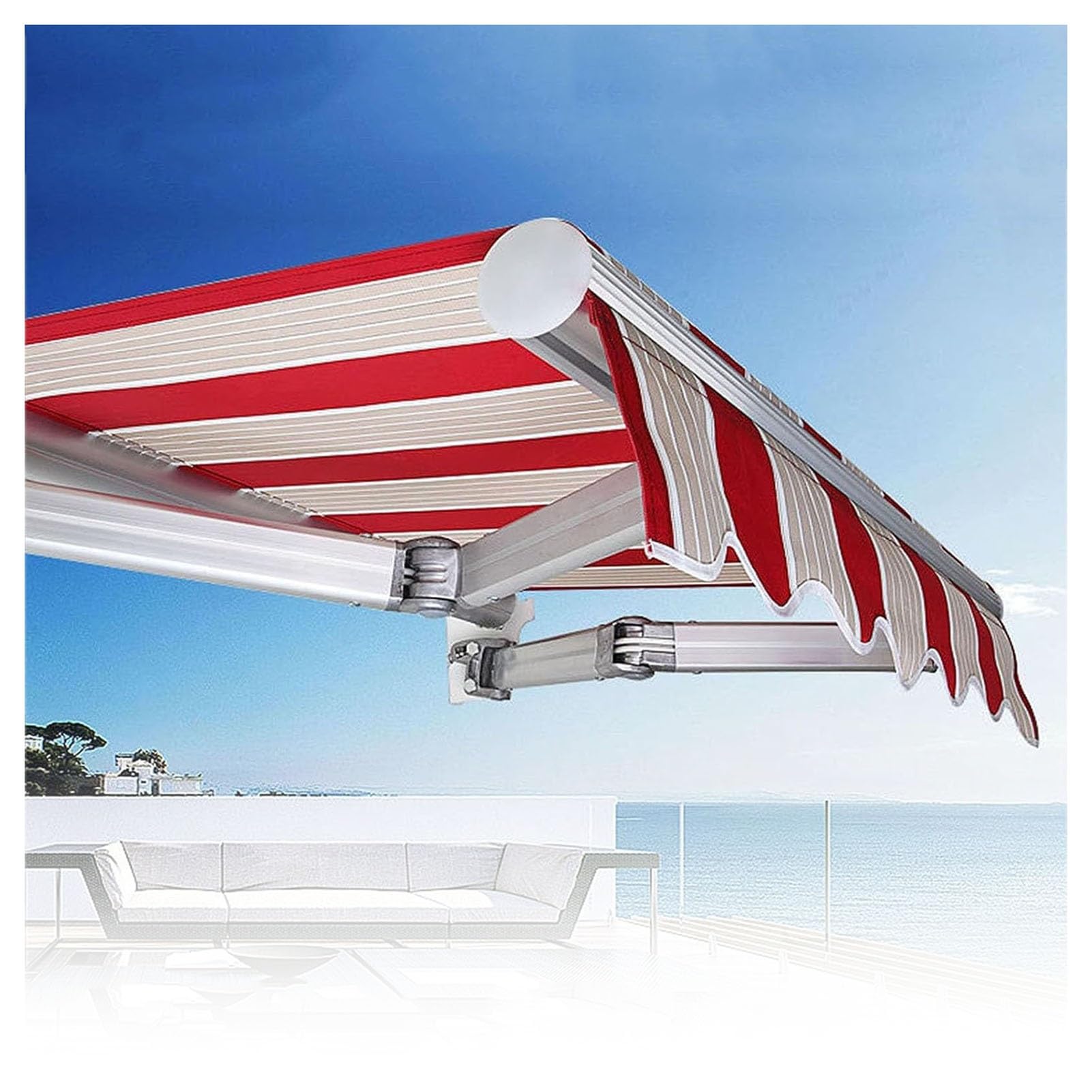 ZFUCMAYL Replacement Canvas for Retractable Awning,280g Polyester Shade Cover,Stripes Awning Replacement Fabric Top Cover for Window Door Car Side Deck(22.9x9.8ft)