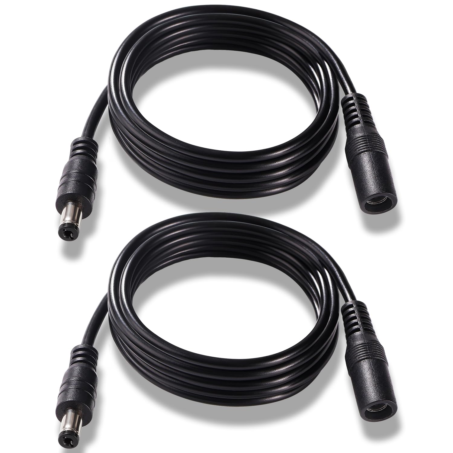 2 Pezzi 2m 5.5x2.1 mm 24V 12V Cavi di Prolunga per Alimentazione DC, DC Cavo Estensione Maschio a Femmina 22AWG, per Telecamera Sicurezza CCTV, DVR, Nero