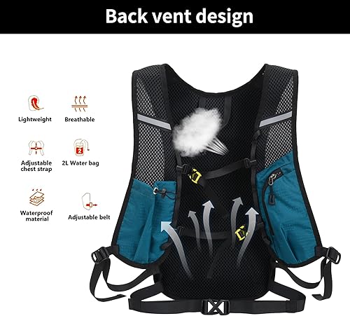 Miniatura 3 de DOJUNS Mochila de senderismo ligera mochila de viaje de 20 litros, impermeable, mochila de senderismo para hombres y mujeres (azul lago)