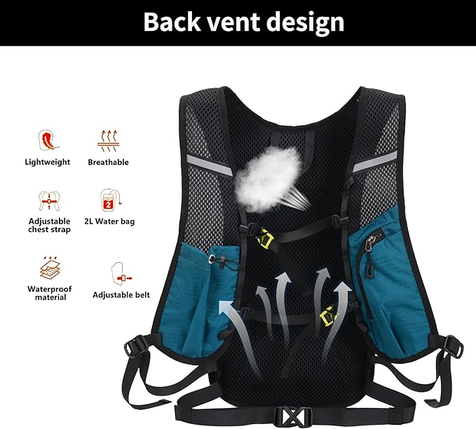 Mochila Senderismo Ligera 20L Impermeable DOJUNS - Azul Lago miniatura 3