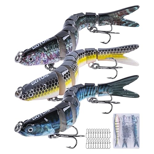 Goture Bass Fishing Lures, Lifelike Jointed Swimbait for Bass Trout