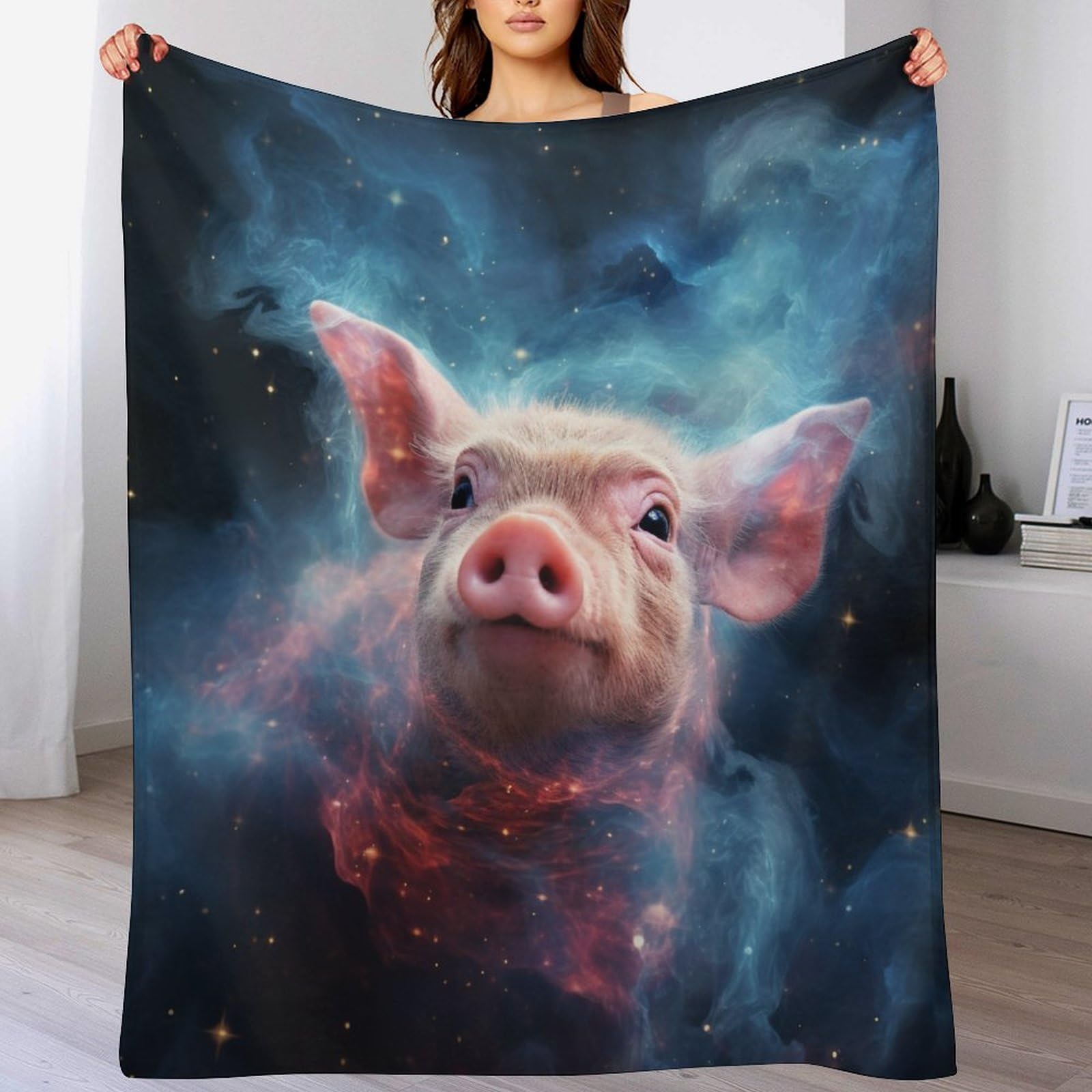 Plaid canapé chaud polaire cochon et couverture lit flannel douce 150x200cm