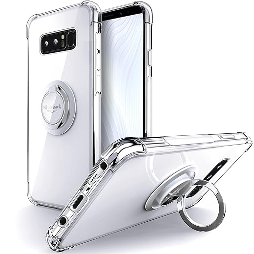 Silverback for Note 8 Phone Case Clear with Ring Kickstand, Protective Soft TPU Shock -Absorbing Bumper Shockproof Phone Case for Samsung Galaxy Note 8 -Clear