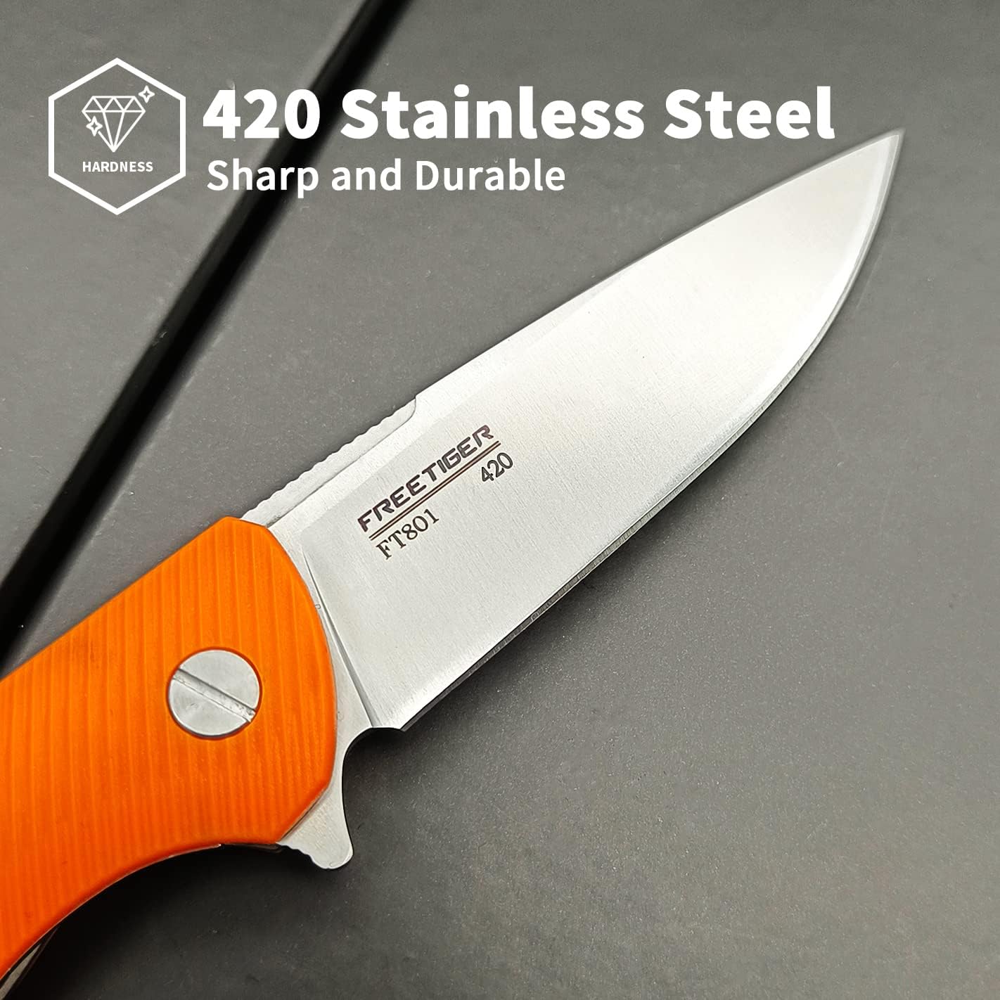FT801 Folding Pocket Knife Sharp Sanding Stainless Steel Blade with Pocket Clip Camping Survival Tactical Outdoor Cheap Pocket Knife(Orange)