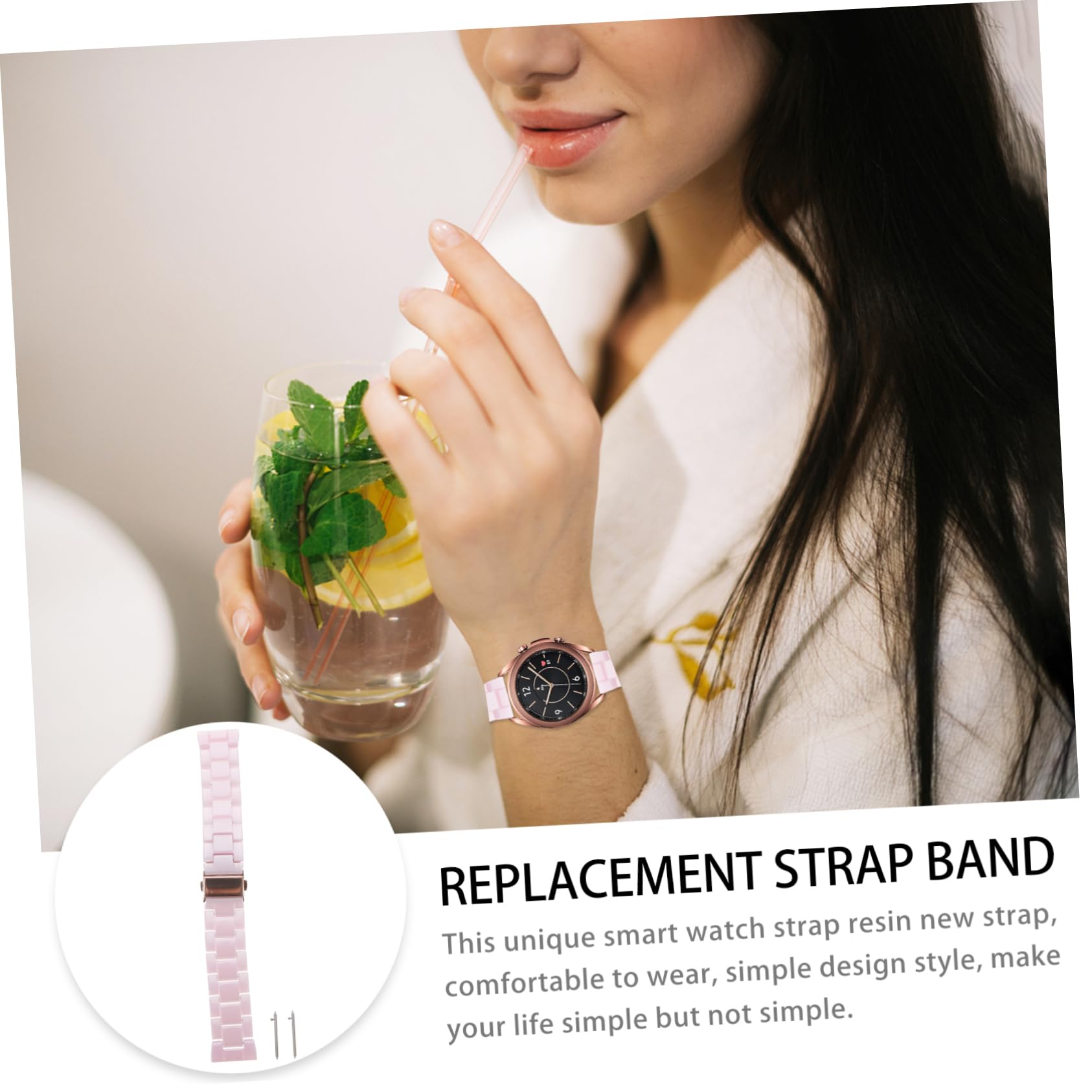 NUOBESTY Bracelet Résine pour Montre Watch Élégant Pratique pour Femme Accessoire de Mode pour Toutes Occasions