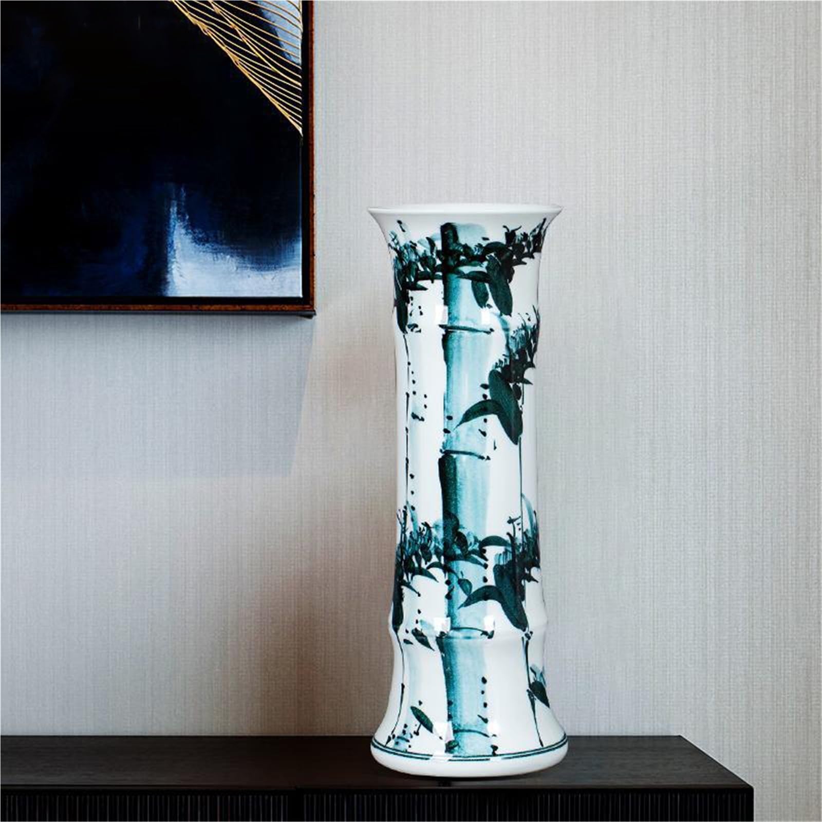 Vnook Modern Style Ceramic Umbrella Stand, Freestanding Floor Vase, Multipurpose Storage Holder for Umbrellas, Canes and Walking Sticks, Decorative for Indoor(48x17CM)
