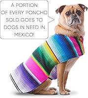 Vista 2 de Poncho de perro hecho a mano de Authentic Mexican Blanket ropa para perros, suéter, abrigo, XS, Rosado