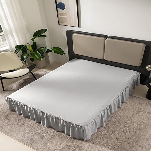 Miniatura 7 de Falda de cama tamaño Queen con volantes y esquinas divididas, falda de cama Queen de 14 pulgadas de caída, falda de cama TSUTOMI tamaño Queen, color