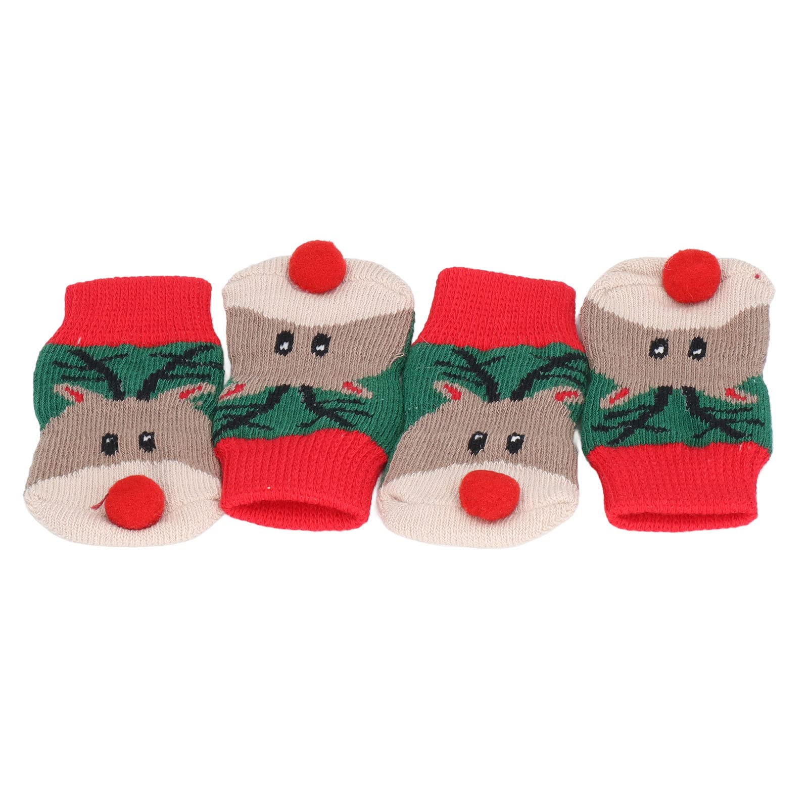Pet Christmas Socks 5 Sets Christmas Dog Socks Fashionable Elk Pattern Stretchy Warm Pet Protectors for Dogs Cats Pets (L)