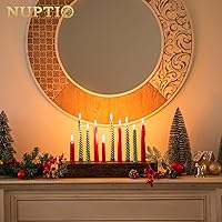 Vista 3 de NUPTIO Candelabro de madera para centro de mesa: candelabro cónico de 16.5 pulgadas de largo - Portavelas de granja para Navidad, hogar, comedor