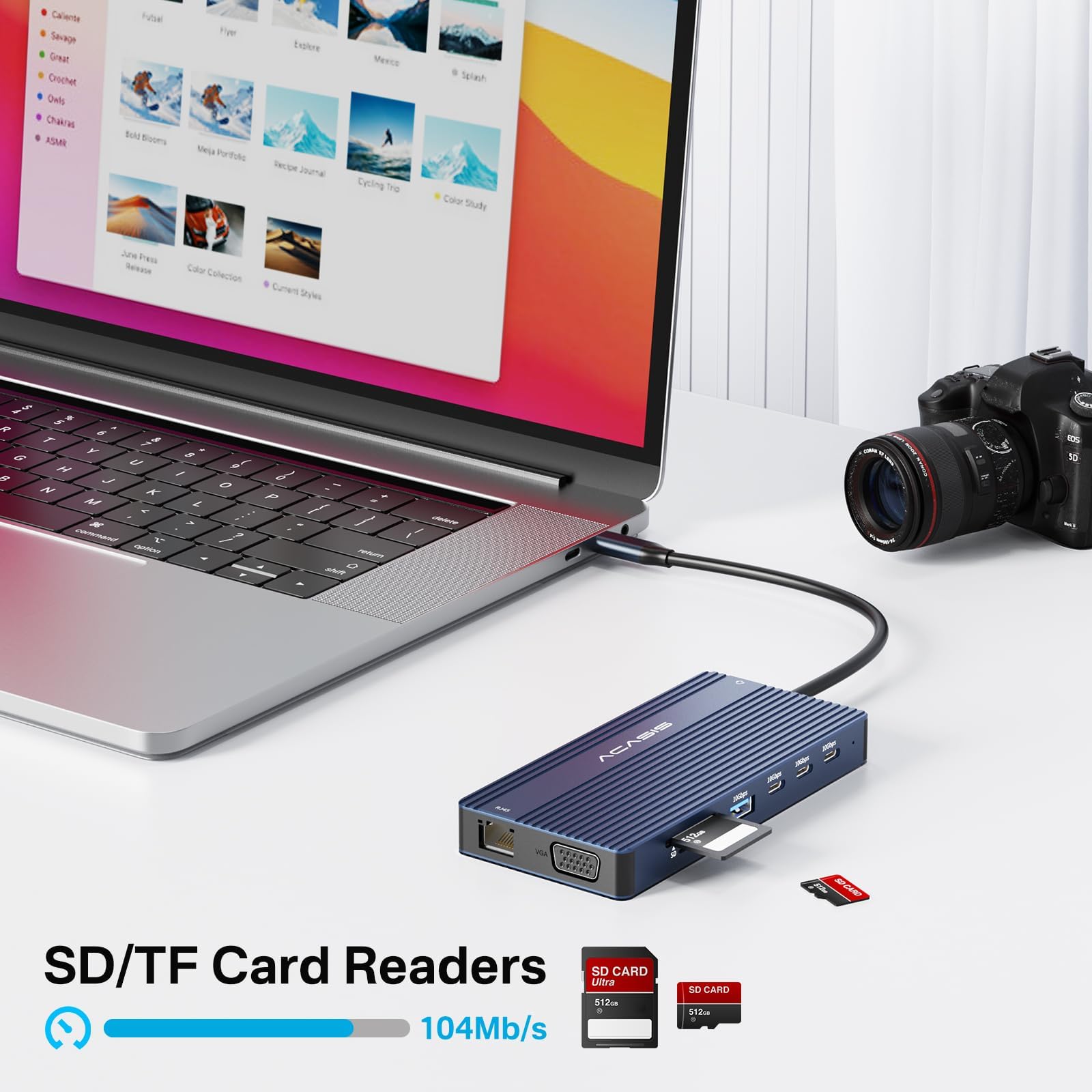 USB C Docking Station Dual HDMI Monitor, Laptop Docking Station 3 Monitors, 2 * 4K60 HDMI+1080p VGA+100W PD+Ethernet+3 * 10Gbps+SD/TF+Audio Adapter, USB C Hub per Dell/Lenovo/HP/ThinkPad