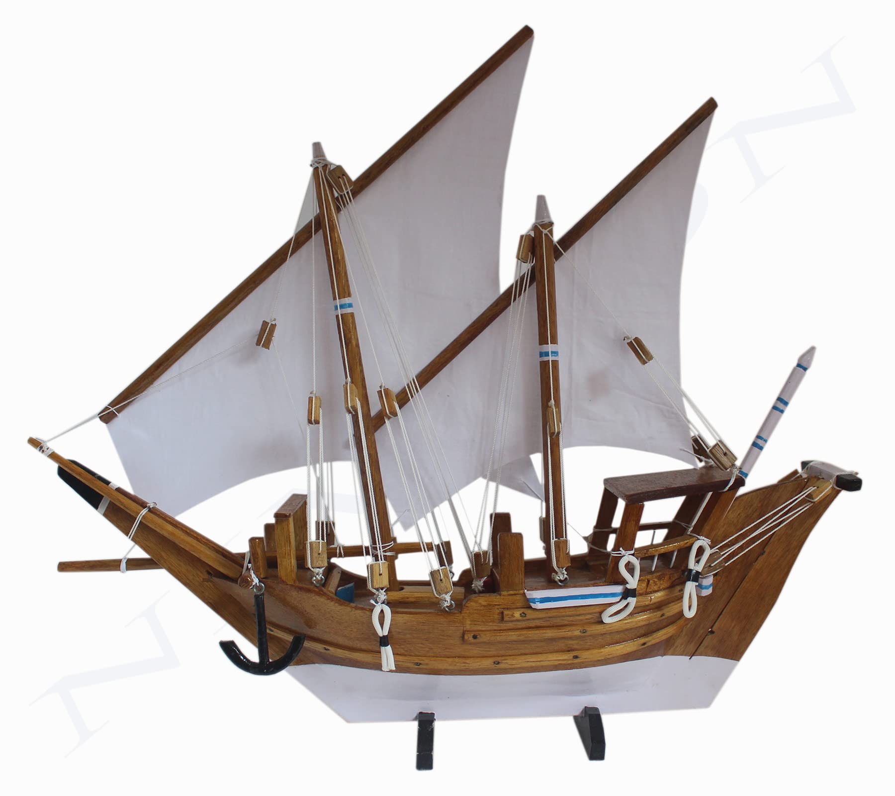 Uru, Kerala Traditional Wooden Boat Showpiece (6 Inch / 15 cm Base with Product Dimension 36 cm x 46 cm)